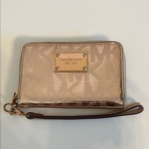 Michael Kors Beige Logo Wristlet